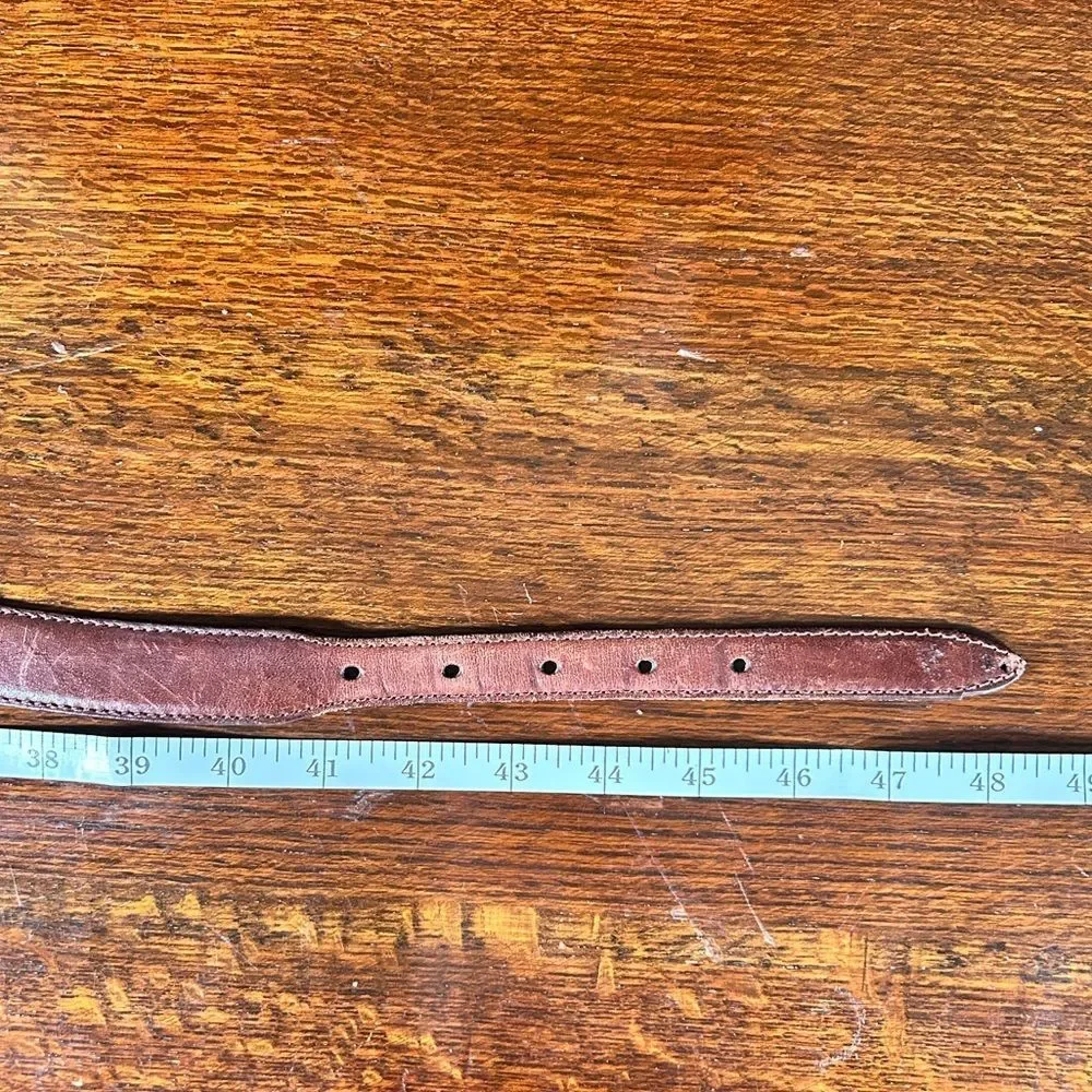FOSSIL Brown Leather, Silver Accents Buckle Bohemian Western Belt Size:3XL